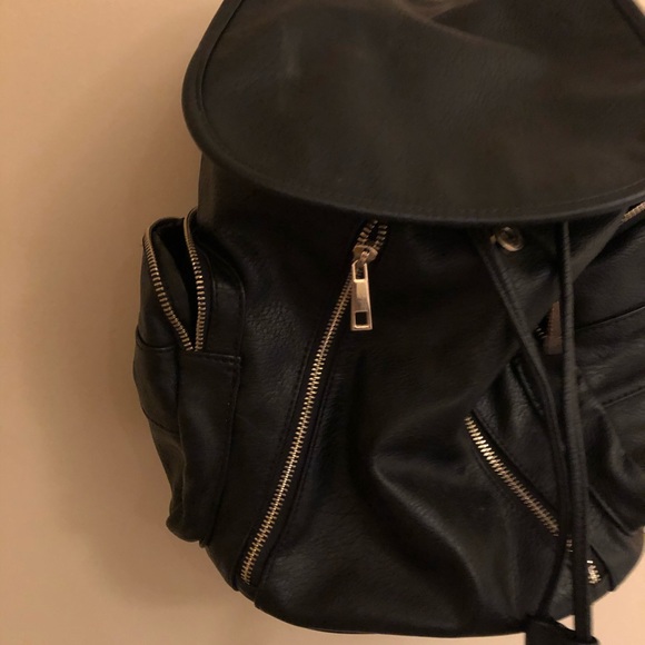 Black Faux Leather Mini Backpack - Picture 2 of 5
